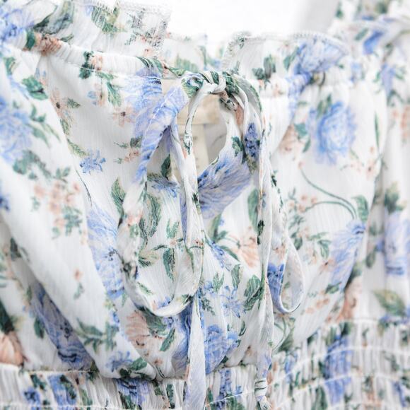 ALTARD STATE Floral Babydoll Smocked Mini Dress Milkmaid Fairy Coquette Sz XL - Picture 3 of 7